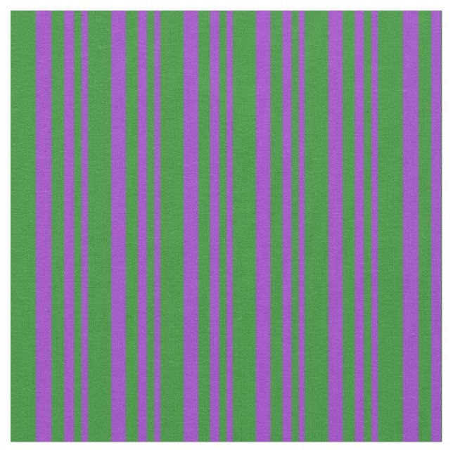 Dark Orchid and Forest Green Stripes Pattern Fabric (Close Up)