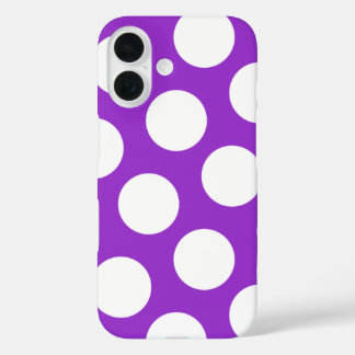Dark Orchid and White Polka Dots iPhone 16 Case