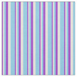 [ Thumbnail: Dark Orchid, Beige & Sky Blue Lines Pattern Fabric ]