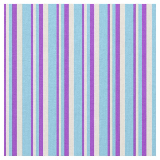 Dark Orchid, Beige & Sky Blue Lines Pattern Fabric