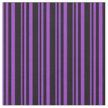 [ Thumbnail: Dark Orchid & Black Lines/Stripes Pattern Fabric ]