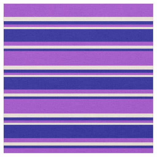 Dark Orchid, Dark Blue, and Bisque Stripes Fabric