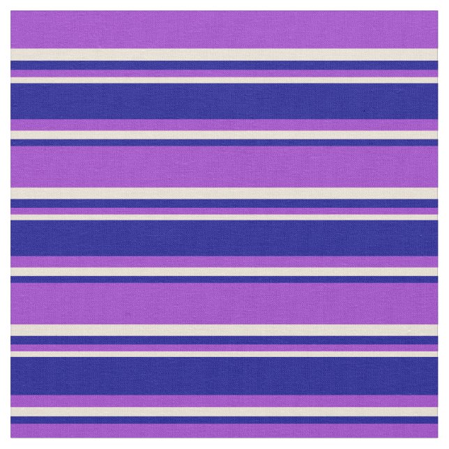 Dark Orchid, Dark Blue, and Bisque Stripes Fabric (Close Up)