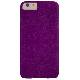Dark Orchid Embossed Floral Design Suede Look Barely There iPhone 6 Plus Case