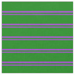 [ Thumbnail: Dark Orchid & Green Striped Pattern Fabric ]