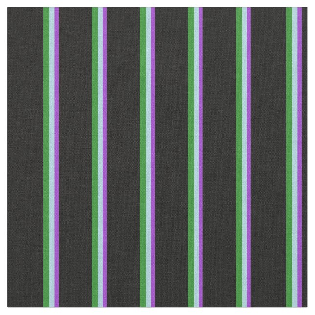 Dark Orchid, Light Blue, Forest Green & Black Fabric (Close Up)