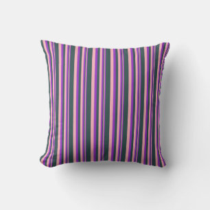 Dark Orchid, Light Pink, and Dark Slate Gray Throw Pillow