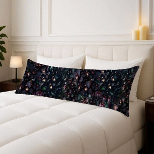 Dark Orchid Maximalist Gothic Floral Body Pillow