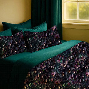 Dark Orchid Maximalist Gothic Floral Luxury Pillow Case