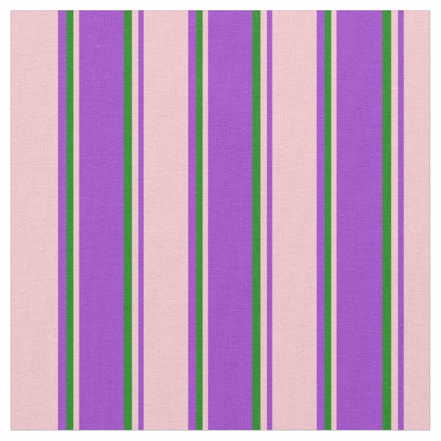 Dark Orchid, Pink, and Green Lines Fabric (Close Up)