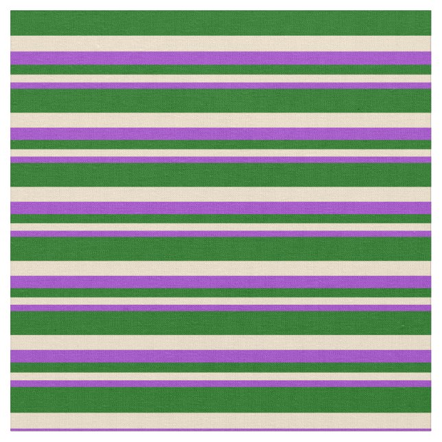 Dark Orchid, Tan, and Dark Green Lines Fabric (Close Up)