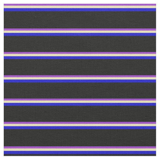 Dark Orchid, Tan, Blue & Black Lines Fabric