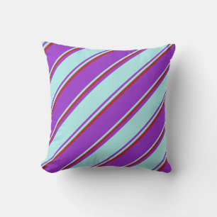Dark Orchid, Turquoise, and Red Colored Pattern Throw Pillow