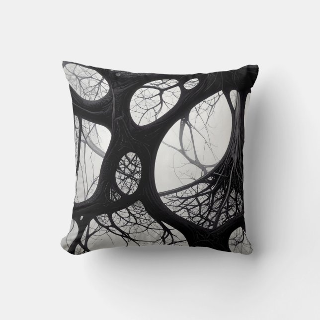 Dark Organic Roots Abstract Pattern Pillow (Front)