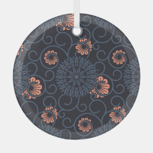 Dark Ornamented Circles Vintage Seamless Glass Ornament