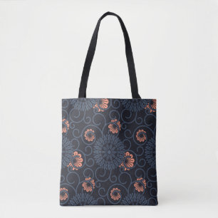 Dark Ornamented Circles Vintage Seamless Tote Bag