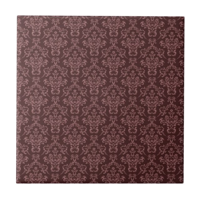 Dark Ornate Burgundy Damask Tile (Front)
