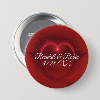 Dark Outlined Center Lighted Heart On Red Template Pinback Button