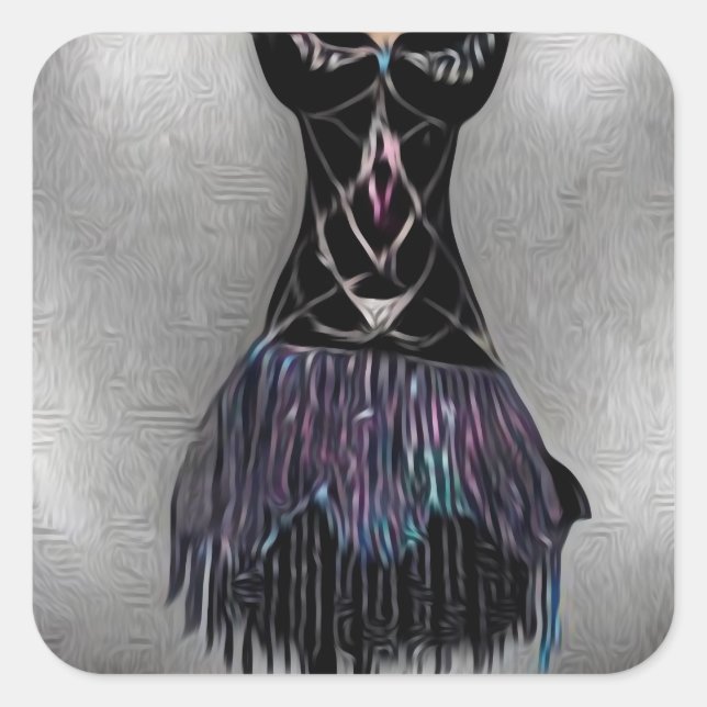 Dark Painted Flapper Dress Square Sticker (Front)