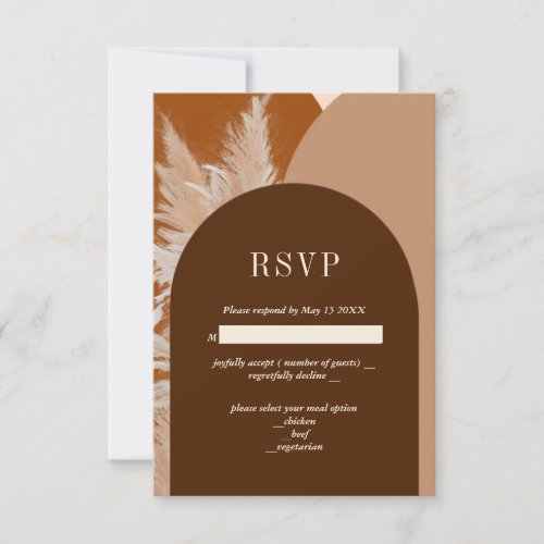 Dark Pampass grass and Arches Wedding RSVP Card