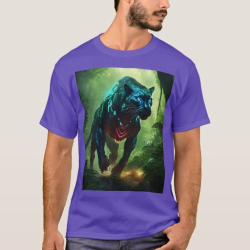 Dark panther printed purple Tshirt for mens