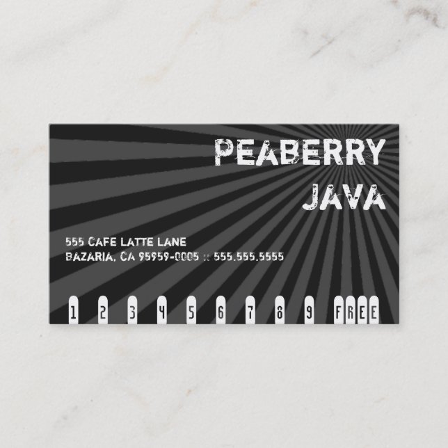 Dark Peaberry Java Drink Punch Card (Front)