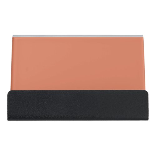 Dark Peach solid color  Desk Business Card Holder