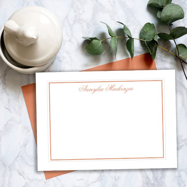 Dark Peach Terracotta and White Personalized Note Card (Dark Peach Terracotta and White Personalized Note Card)
