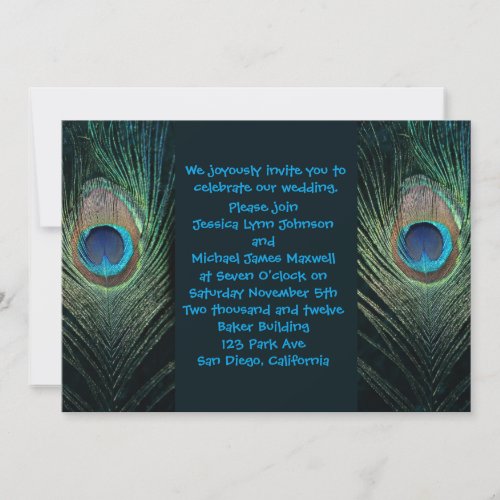 Dark Peacock Wedding Invitation