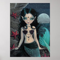 Dark Pearl Mermaid Poster Print