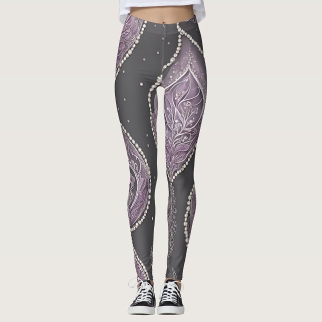 Dark Pearls AI art  Leggings (Front)