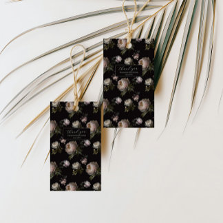 Dark Peony Floral Baby Shower Thank You Sticker Gift Tags