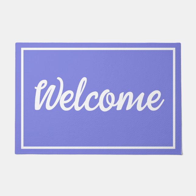 Dark Periwinkle Purple Welcome Doormat (Front)