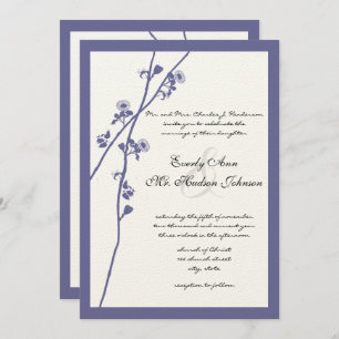 Dark Periwinkle Twilight Purple Wildflower Wedding Invitation
