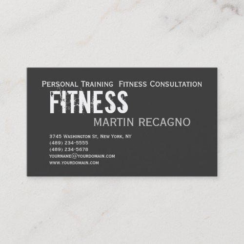 Dark Personal Trainer Modern Elegant Business Card