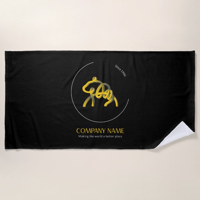 Dark personalized beach towels with logo (Front)