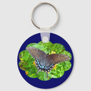Dark Phase Tiger Swallowtail Butterfly Birthday Keychain