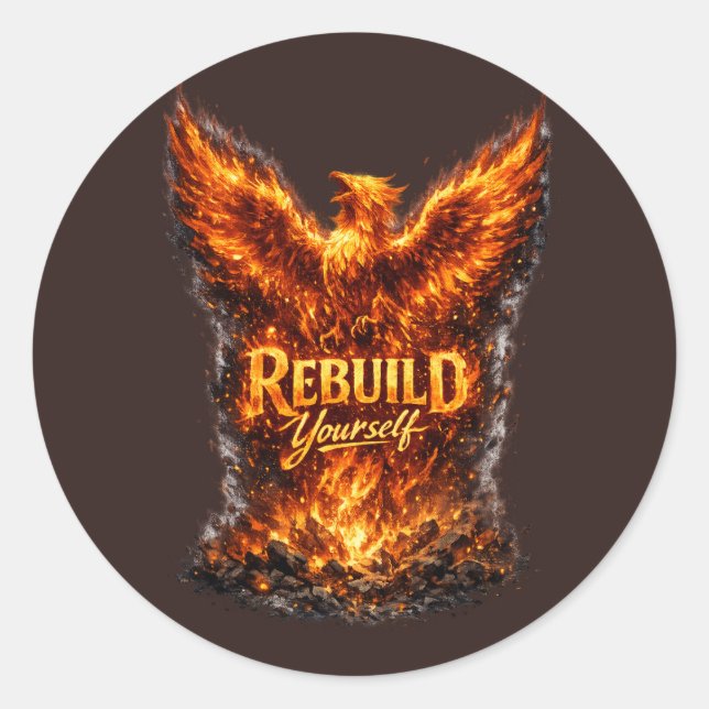 Dark Phoenix Motivation Design Classic Round Sticker (Front)