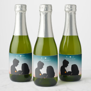 Dark Photo   Engagement   Mini Sparkling Wine Labe Label