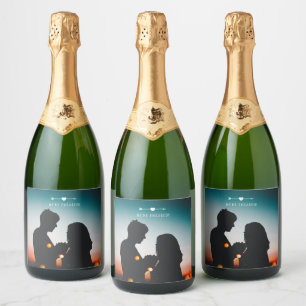 Dark Photo Engagement Sparkling Wine Label
