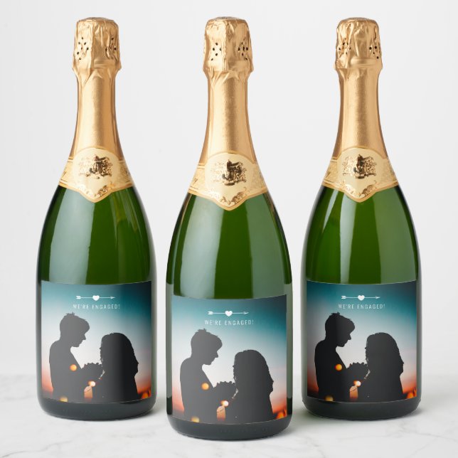 Dark Photo | Engagement |  Sparkling Wine Label (Bottles)