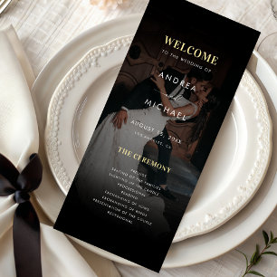 Dark Photo Gold & Black Wedding Program