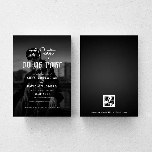 Dark Photo Gothic Till Death Do Us Part Wedding Invitation | Zazzle