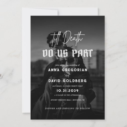 Dark Photo Gothic Till Death Do Us Part Wedding Invitation | Zazzle