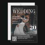Dark Photo Magazine QR Code Elegant Boho Wedding Invitation<br><div class="desc">Announce your wedding with timeless elegance using this magazine style photo wedding invitation. With classic black and white tones, and modern serif typography, this design includes QR code information section. Perfect for formal and black-tie weddings, this invitation is fully customizable on Zazzle. Upload your photos, edit the text, and make...</div>