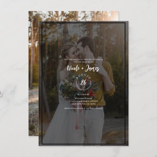 Dark Photo Tint Overlay 2 Modern Minimal Wedding Invitation