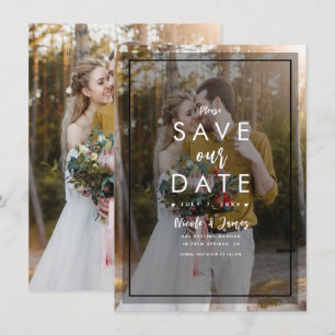 Dark Photo Tint Overlay 3 Modern Save the Date Invitation