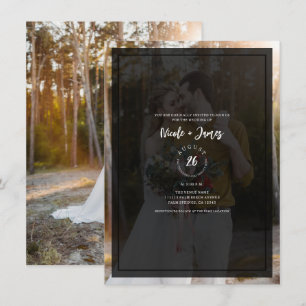 Dark Photo Tint Overlay Modern Minimal Wedding Invitation