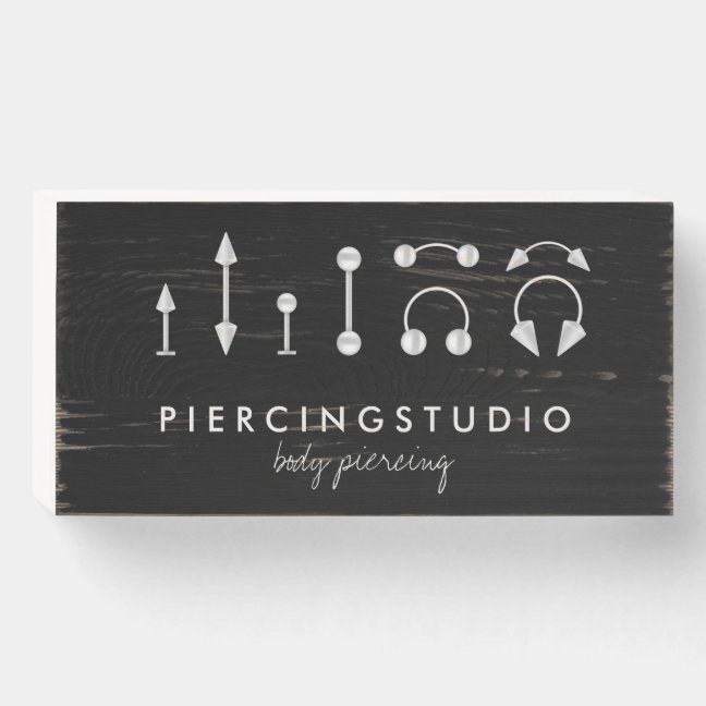 Dark Piercing Tattoo Studio Black Wooden Box Sign