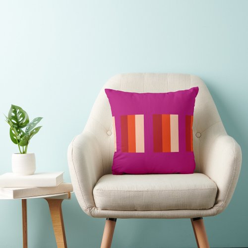 dark pin throw pillow with vibrant summer stripes 